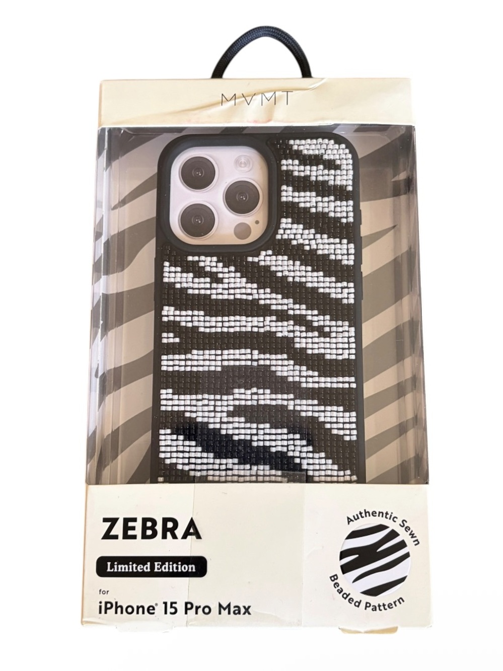 MVMT Zebra Beaded Phone Case - Black & White
